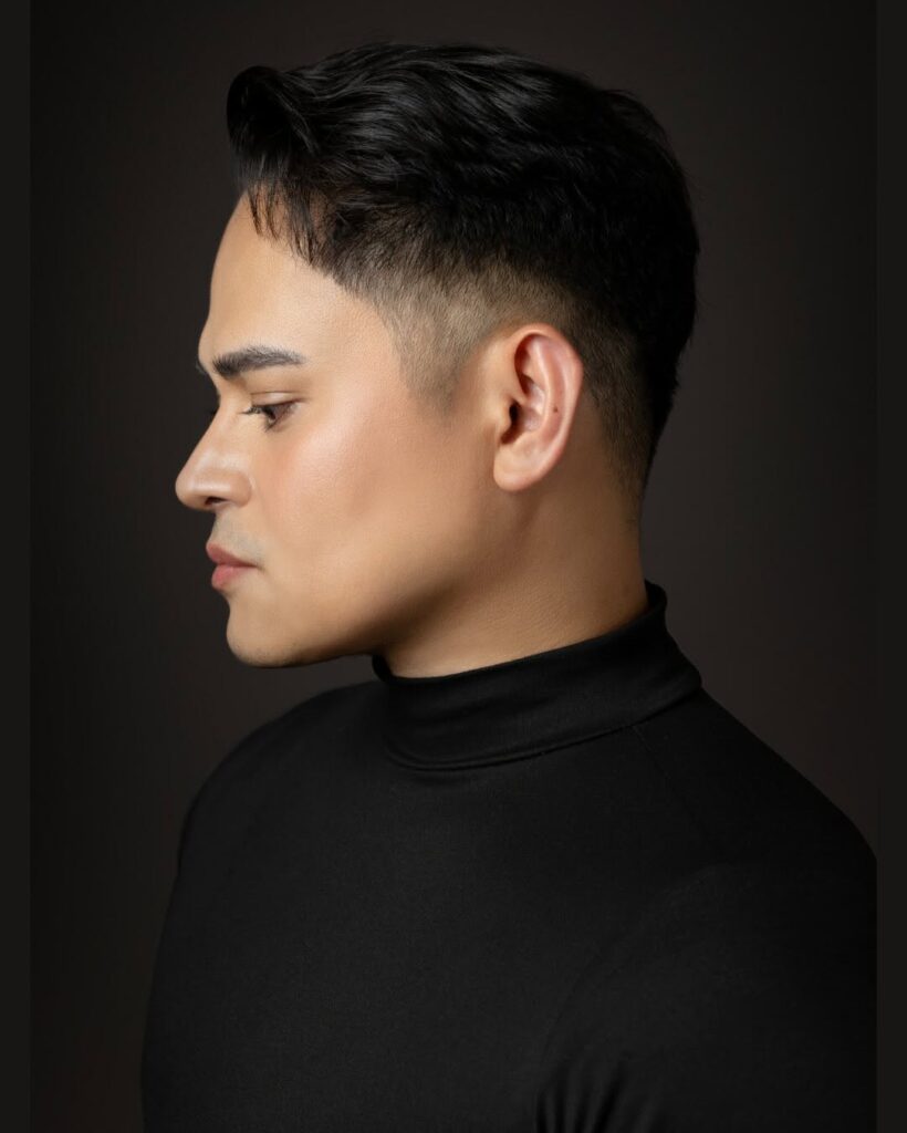 Men's textured cut in profile