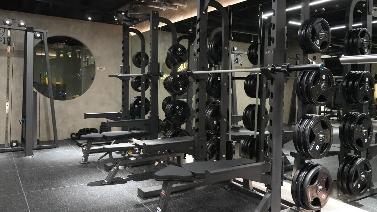 Weightlifting equipment at Flex Gym BGC