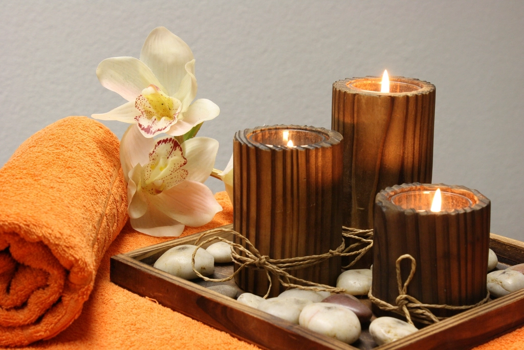 Warm candles and orchids
