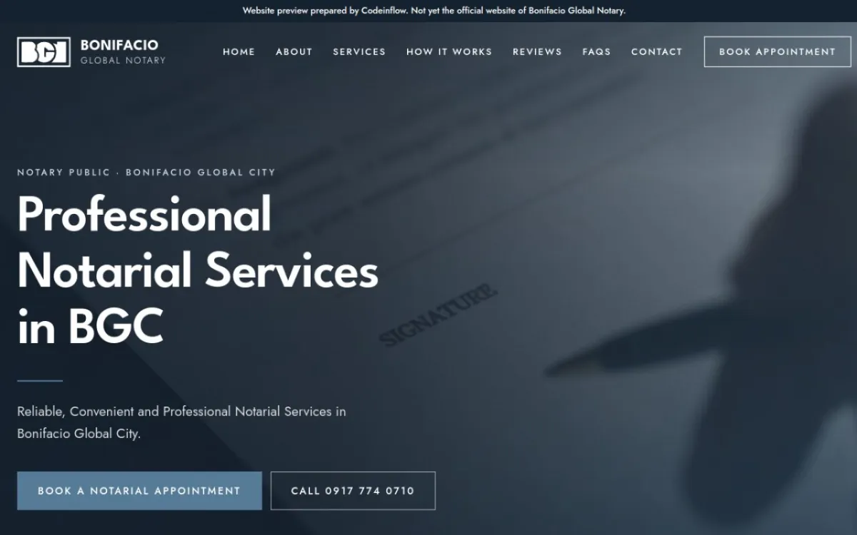 Bonifacio Global Notary website concept