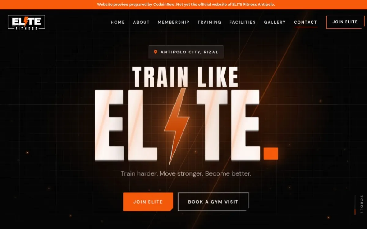 ELITE Fitness website concept